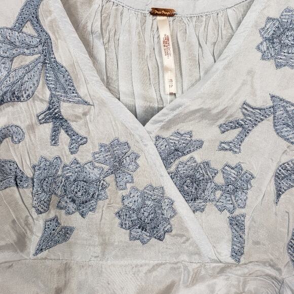 Free People Womens XS Sahara Embroidered Crop Top Blue NEW - Picture 8 of 14